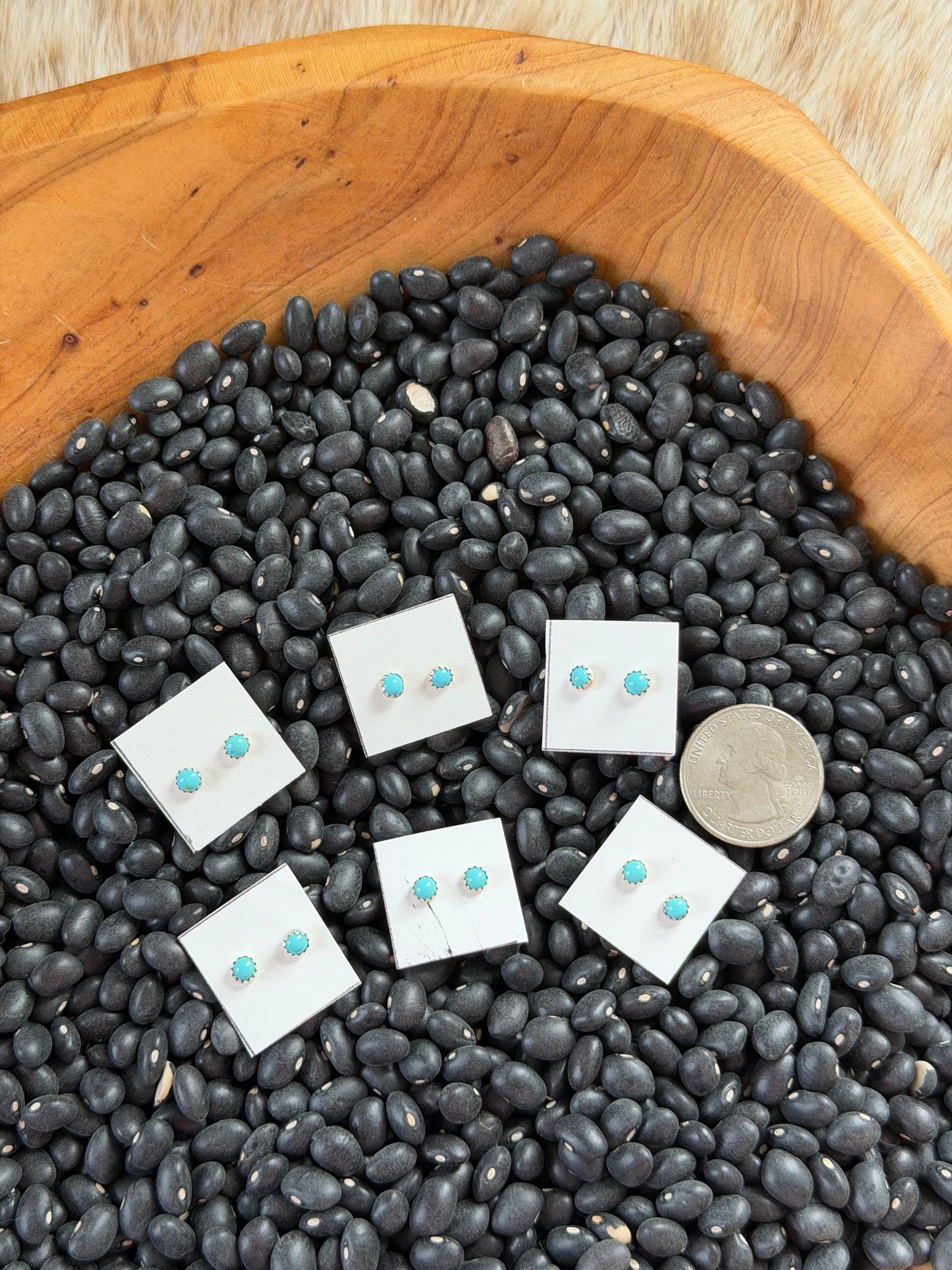 Dainty 5mm Kingman Turquoise Earrings