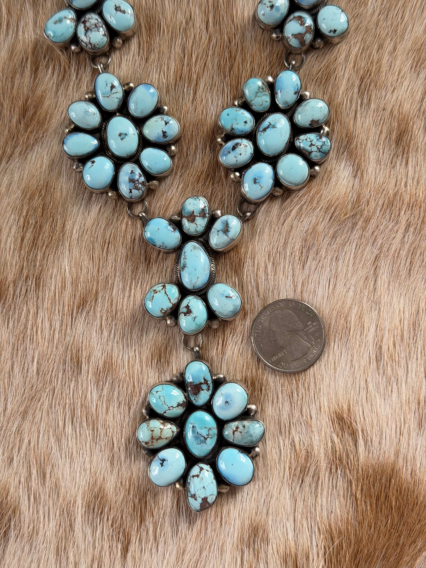 26" Golden Hills Turquoise Cluster Lariat Necklace and Earrings Set