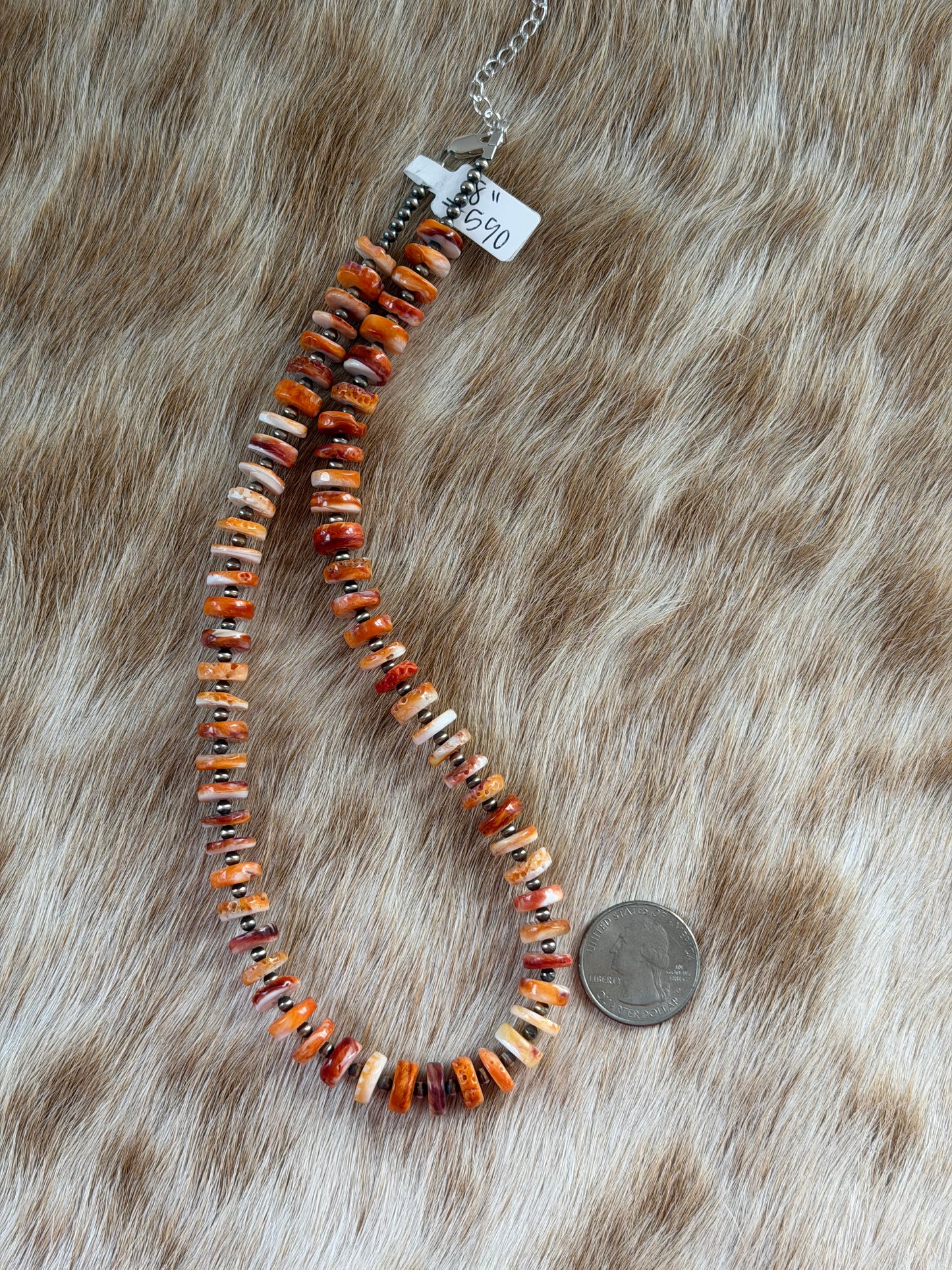 18” Orange Spiny Oyster Shell Statement Necklace