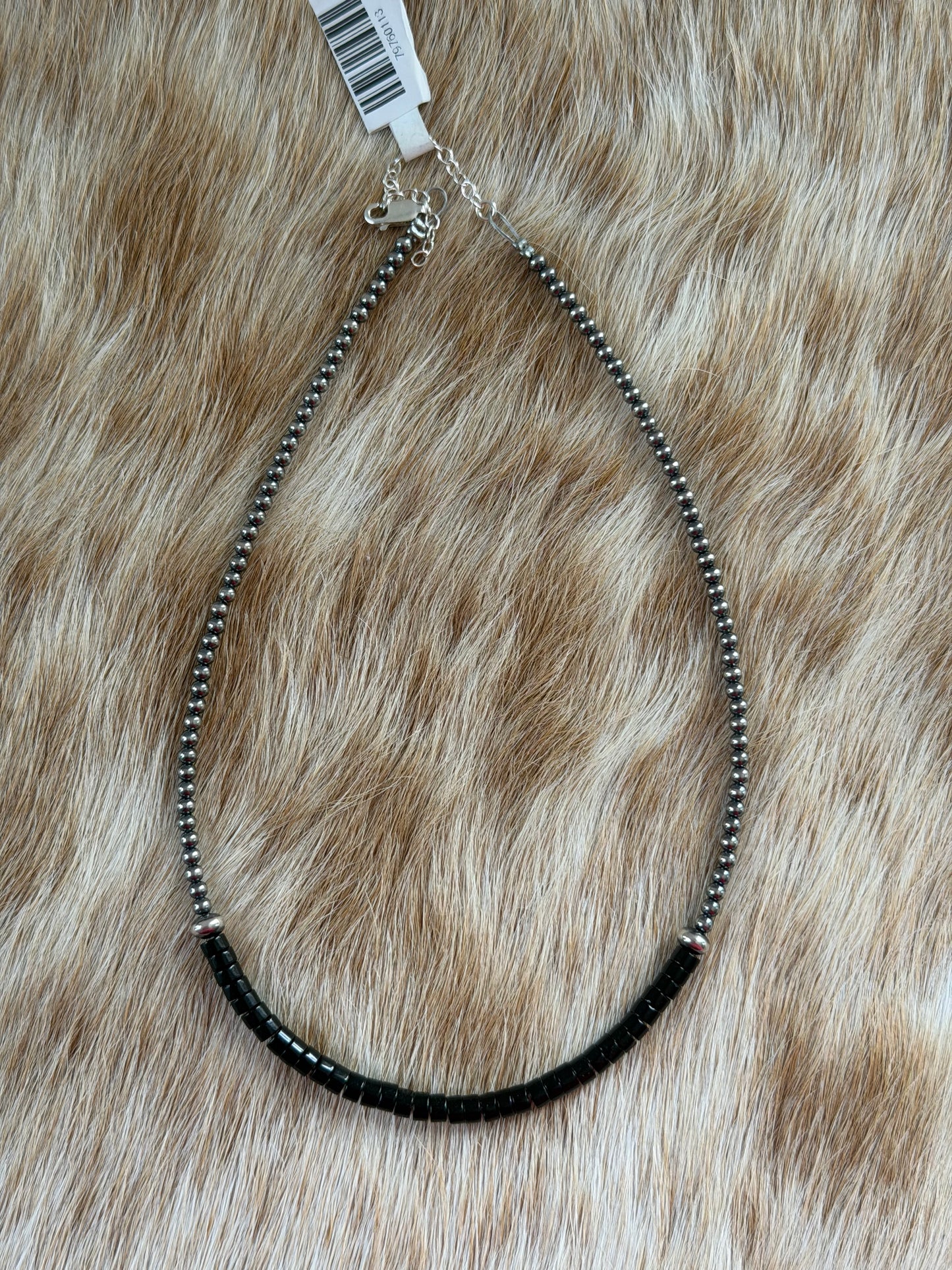 14" Black Onyx Heishi Necklace