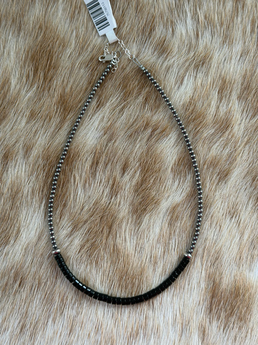 14" Black Onyx Heishi Necklace