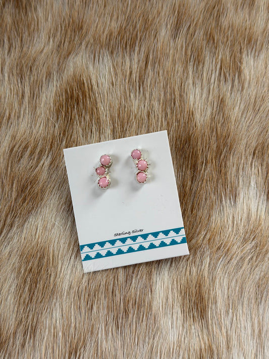 Pink Conch Cluster Earrings
