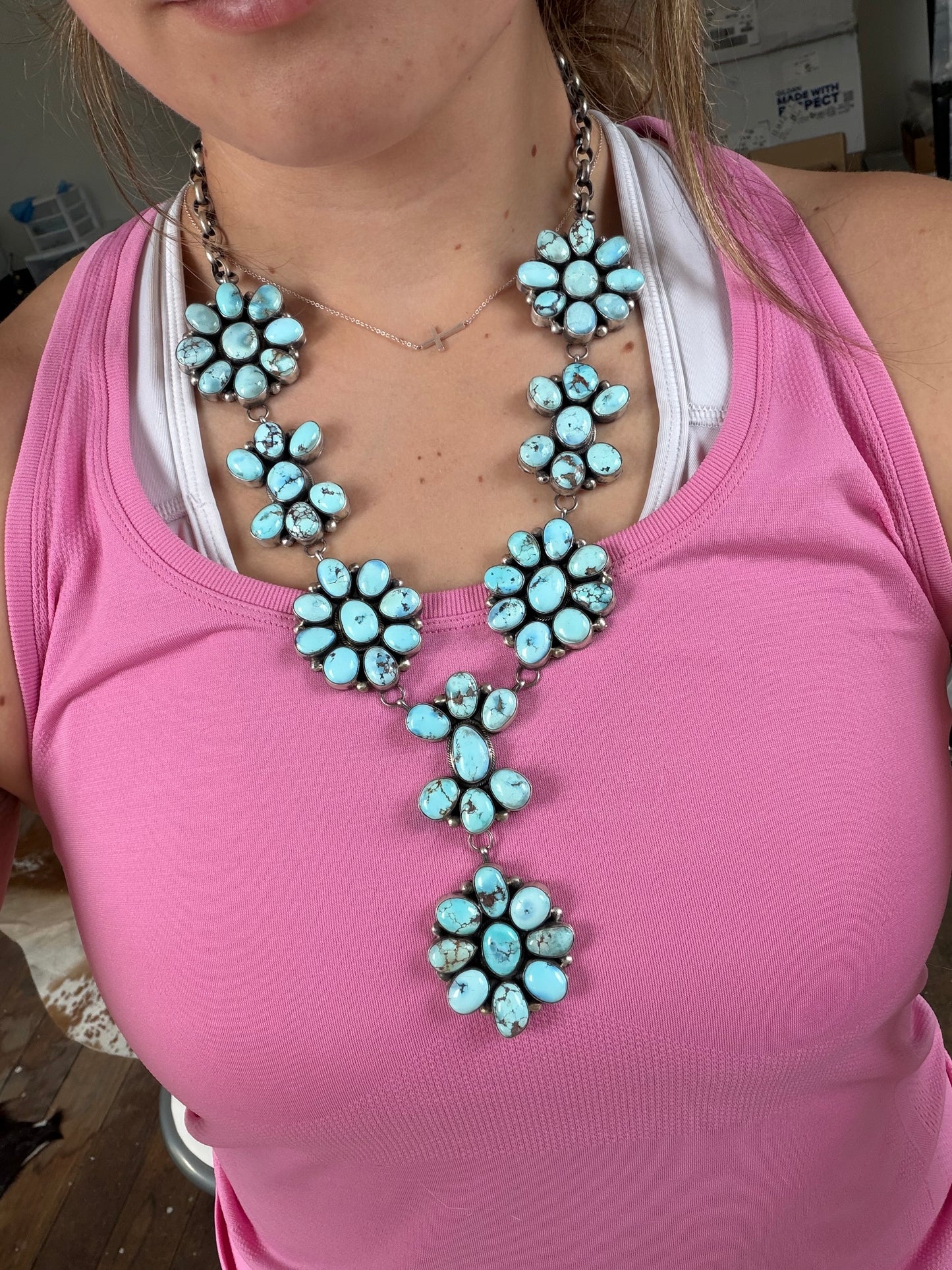 26" Golden Hills Turquoise Cluster Lariat Necklace and Earrings Set