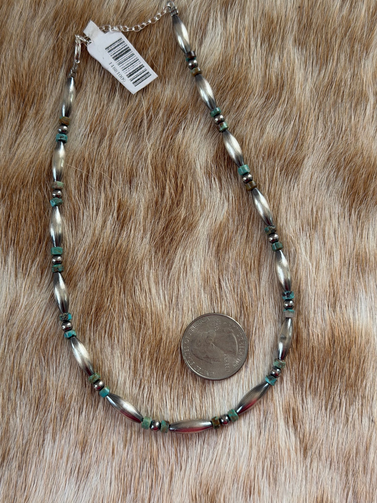 14" Turquoise Heishi and Torpedo Necklace