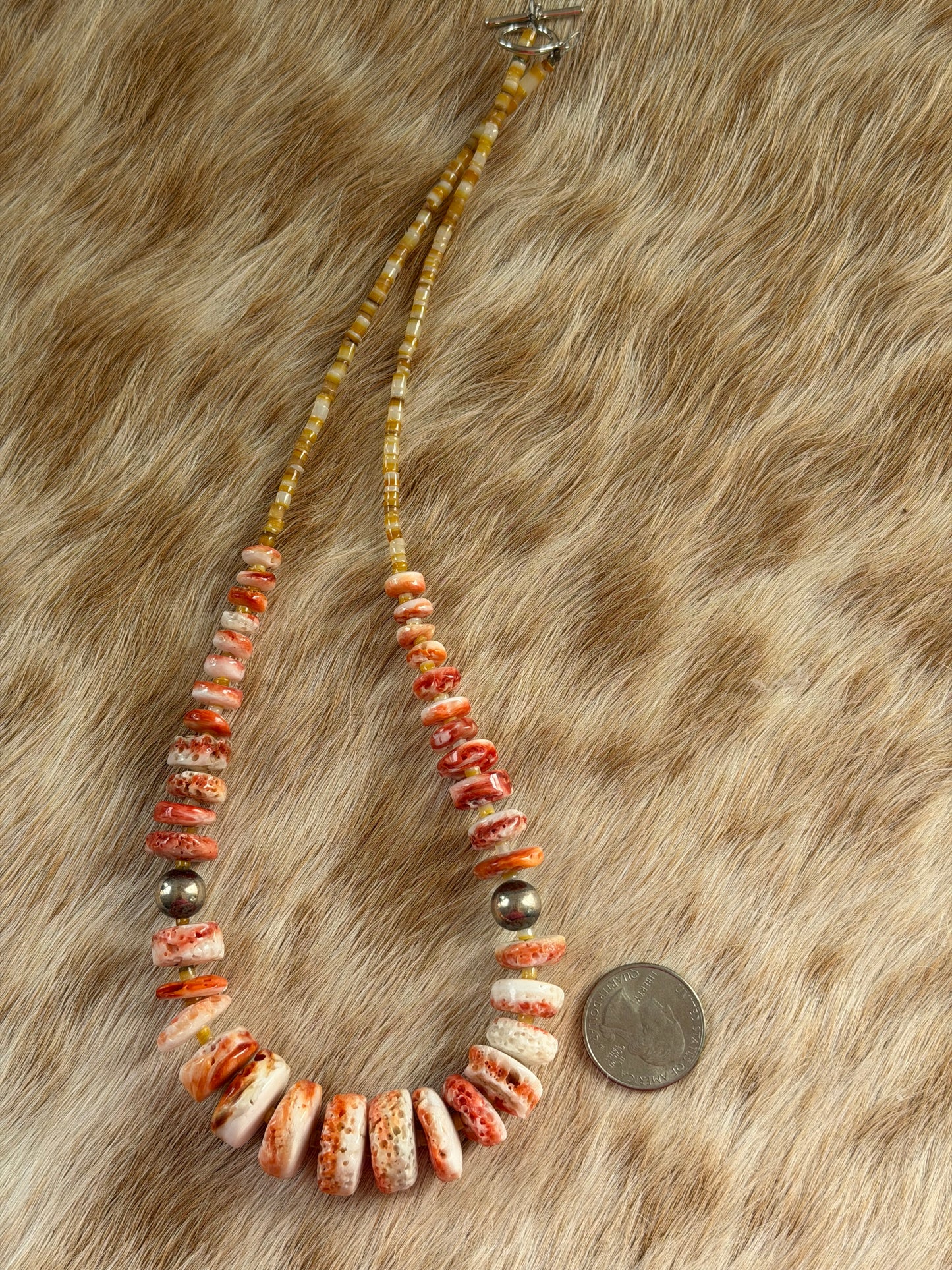 22” Orange Spiny Oyster Shell Statement Necklace