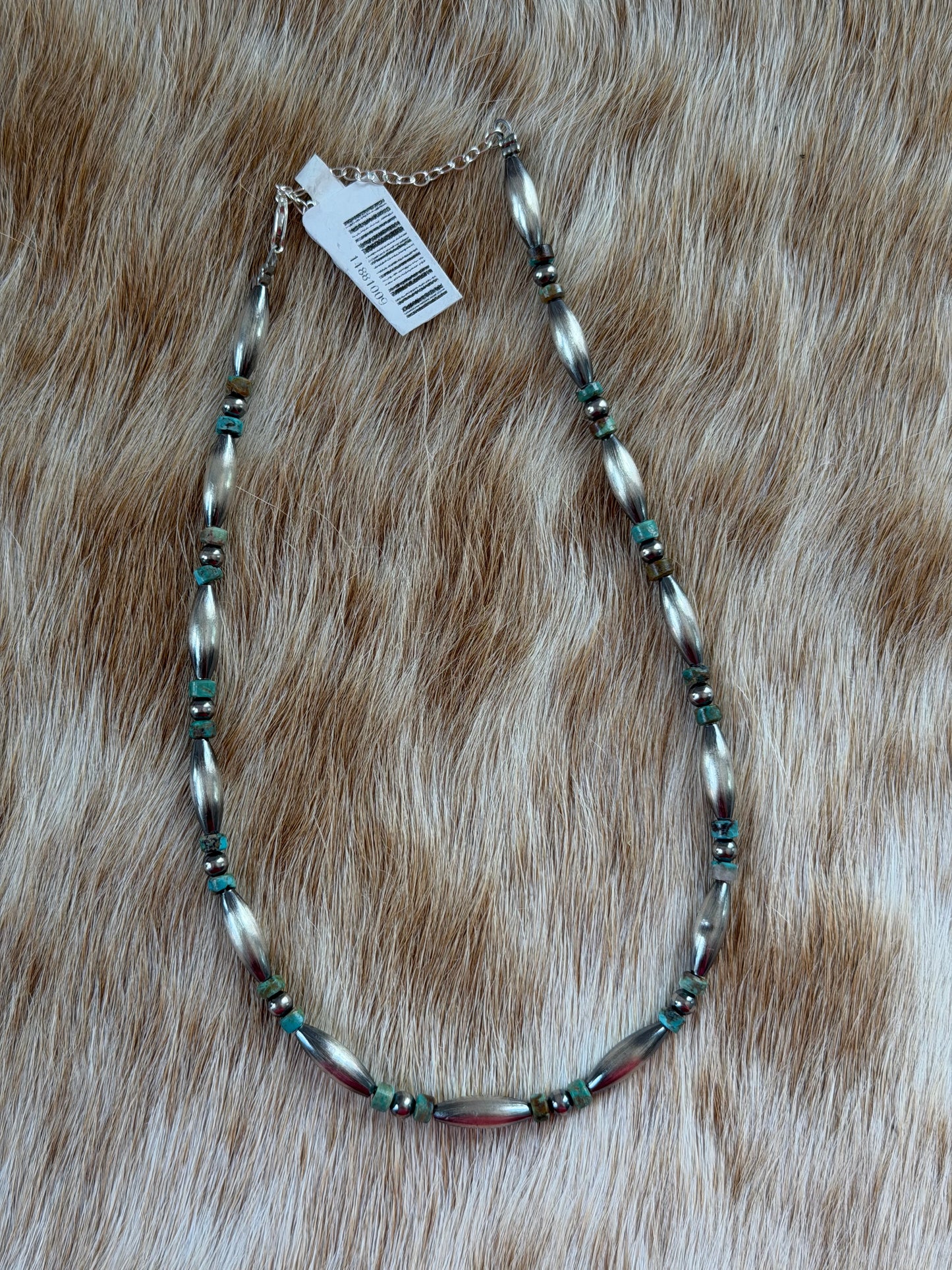 14" Turquoise Heishi and Torpedo Necklace