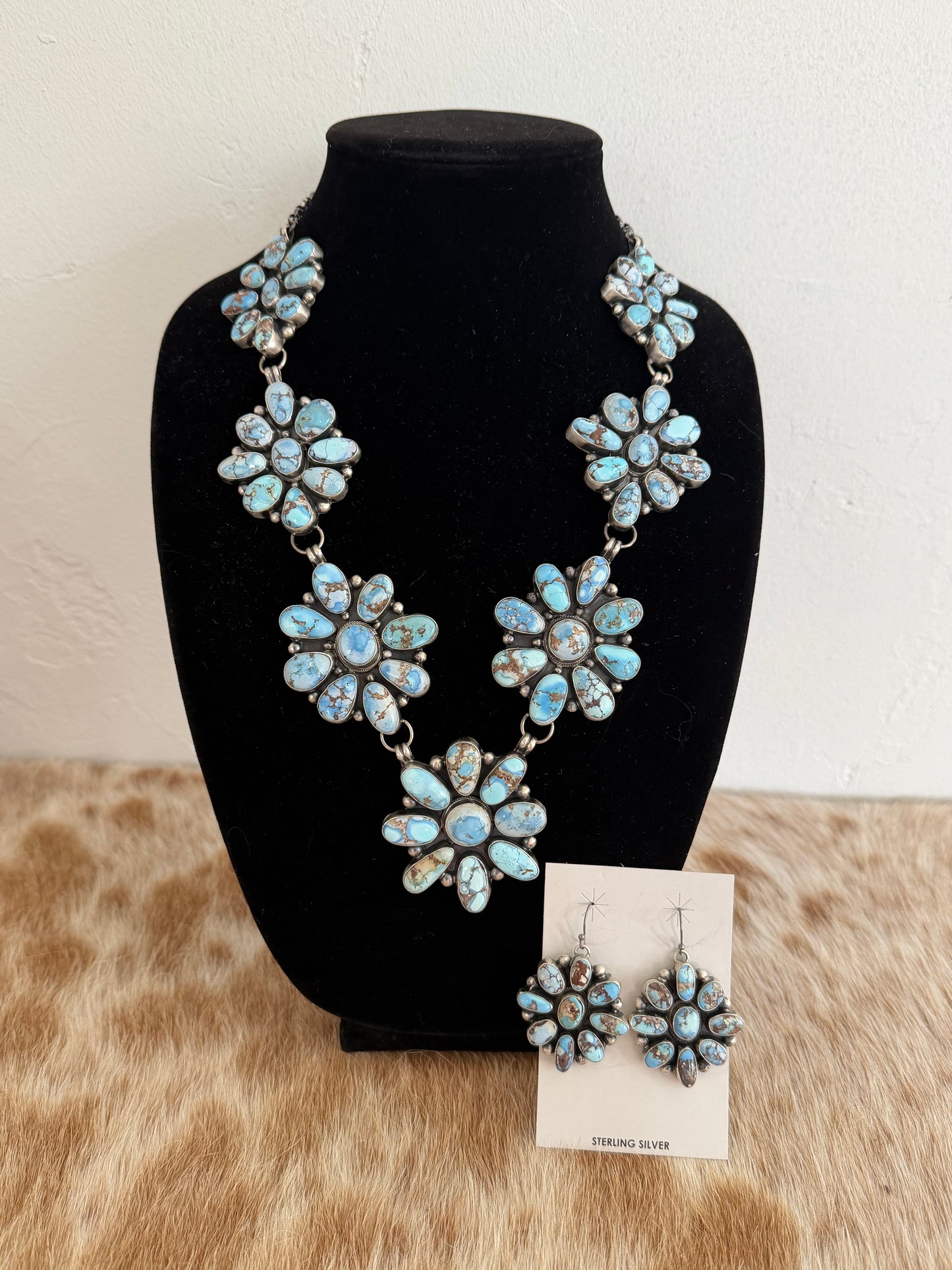 Golden Hills Turquoise Cluster Necklace and Earrings Set