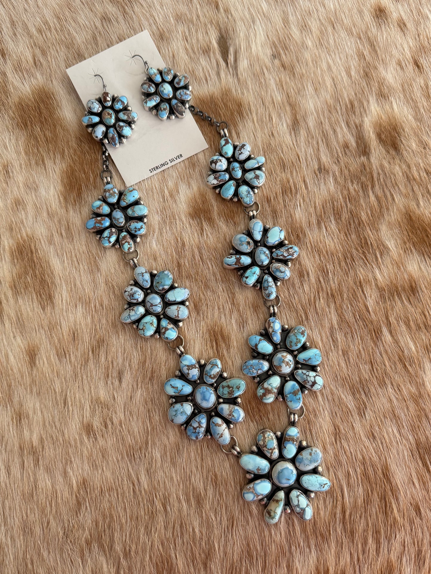 Golden Hills Turquoise Cluster Necklace and Earrings Set