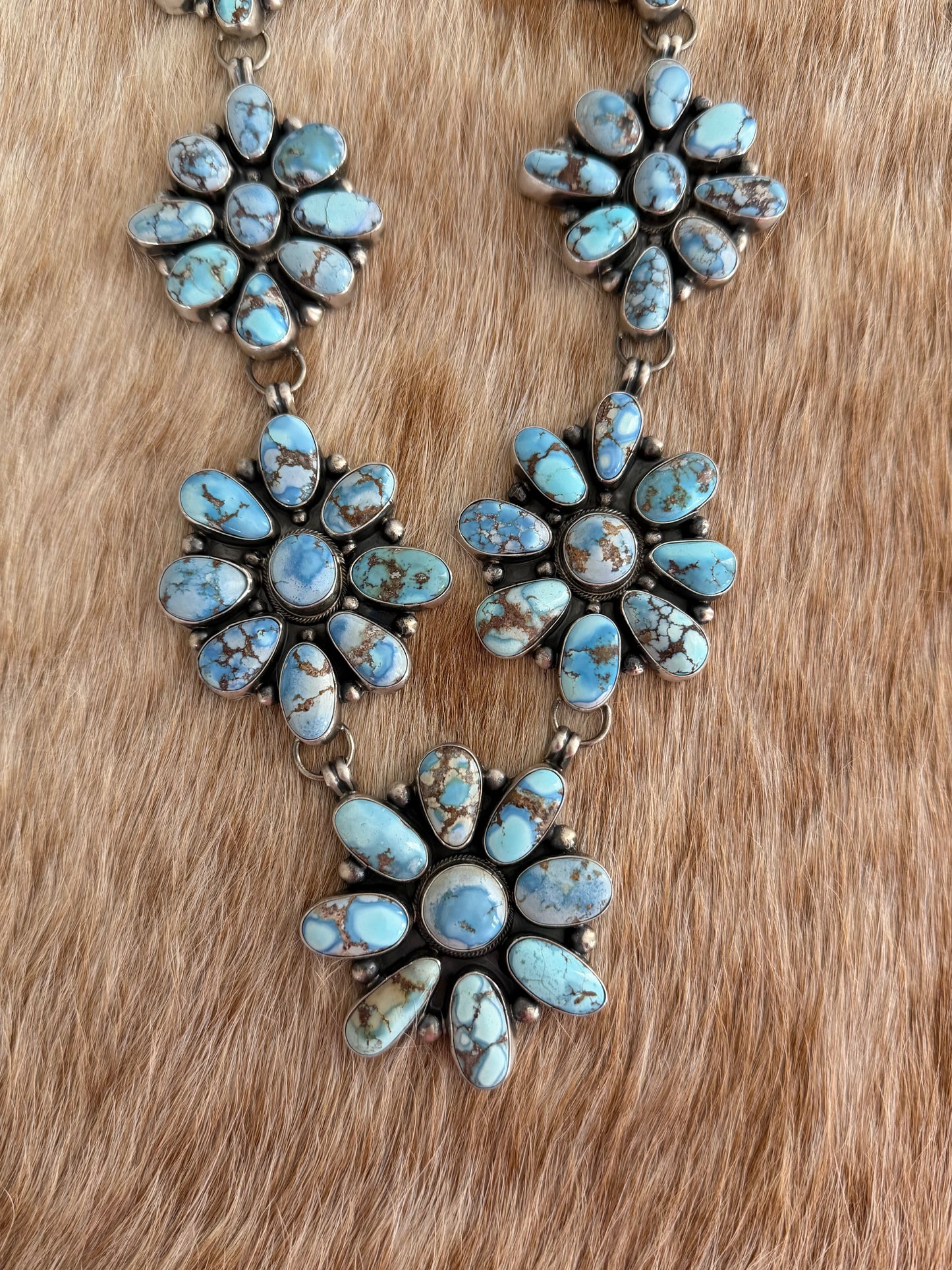 Golden Hills Turquoise Cluster Necklace and Earrings Set