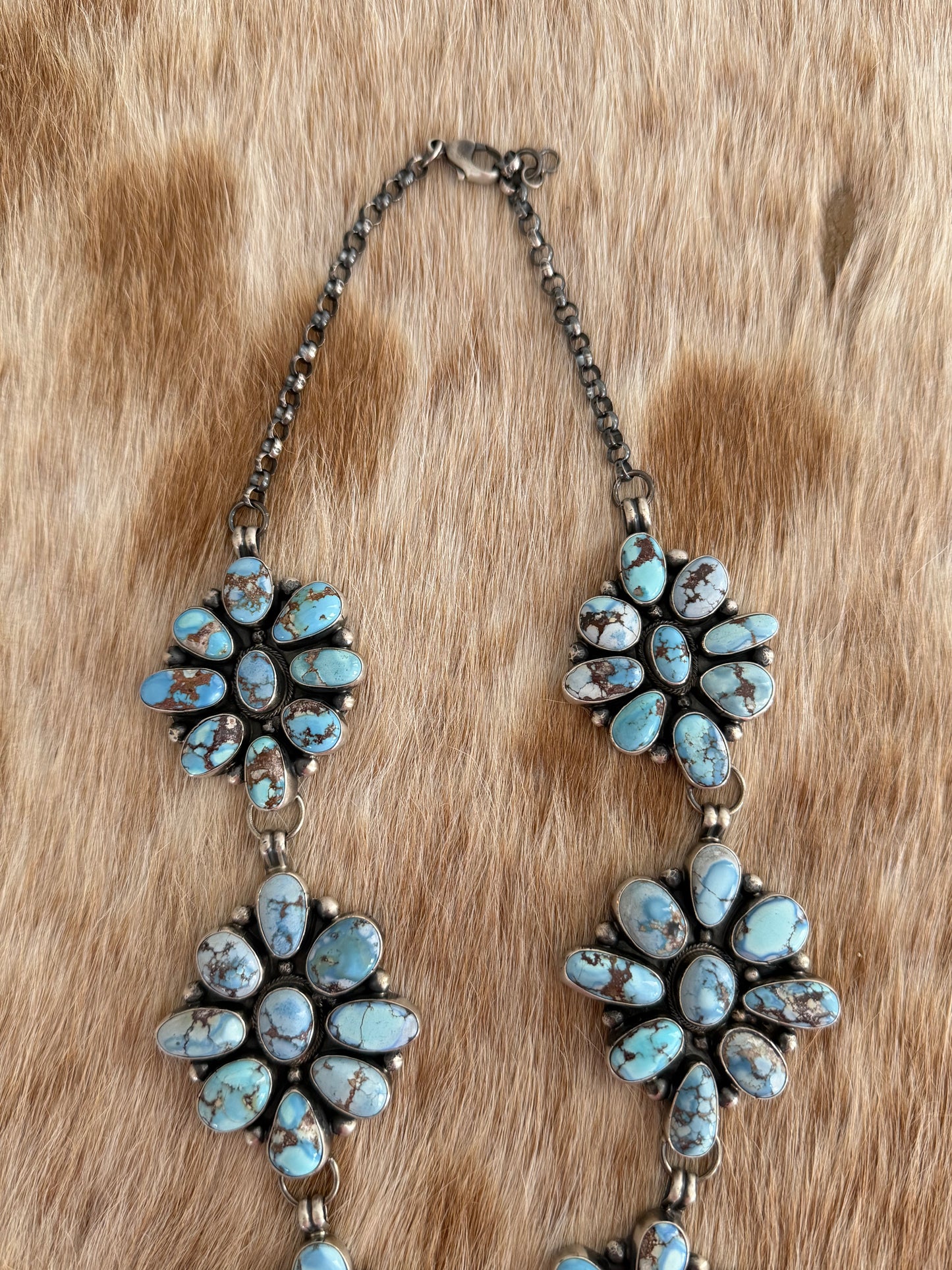 Golden Hills Turquoise Cluster Necklace and Earrings Set
