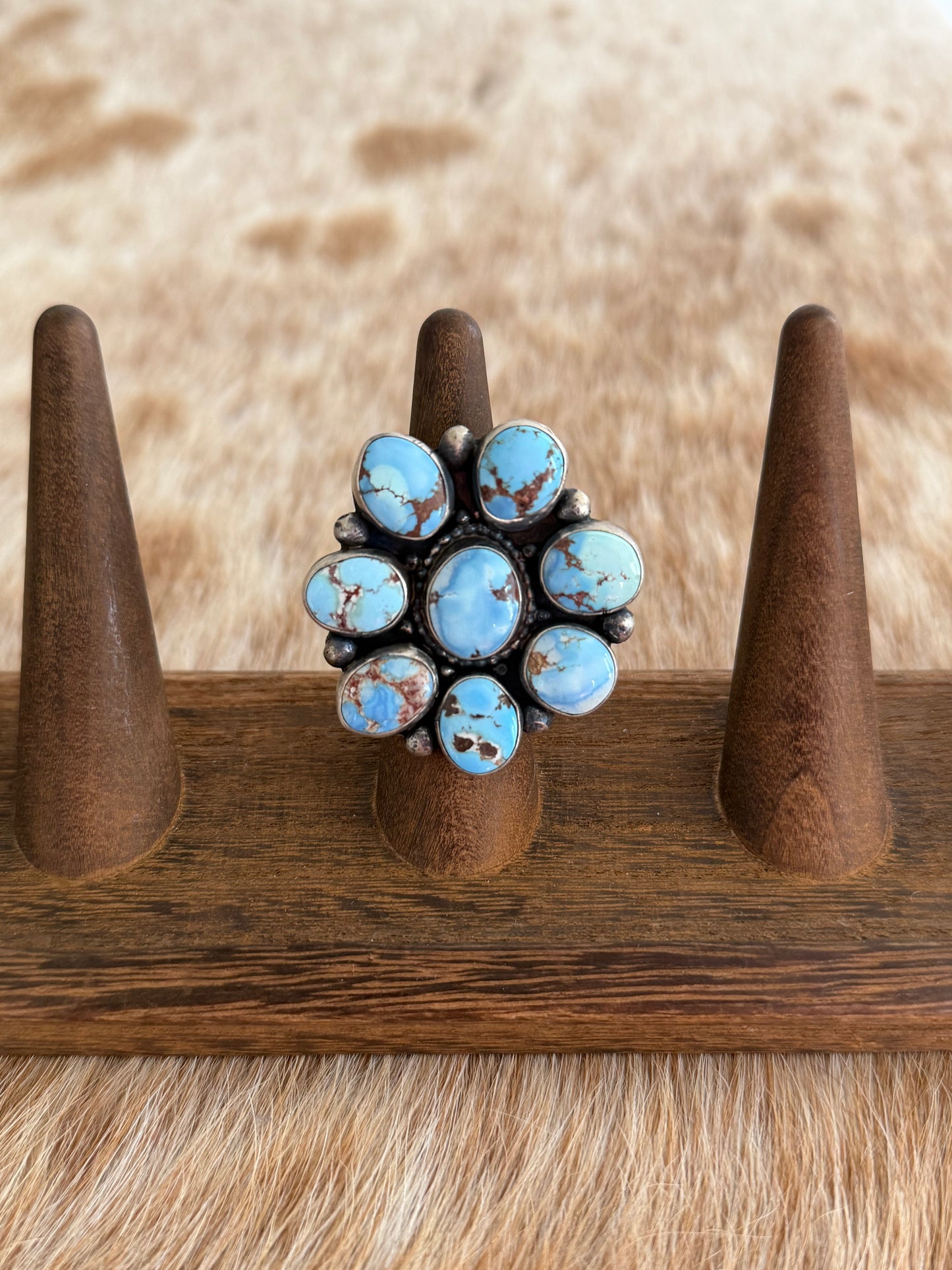 Adjustable Golden Hills Turquoise Cluster Ring