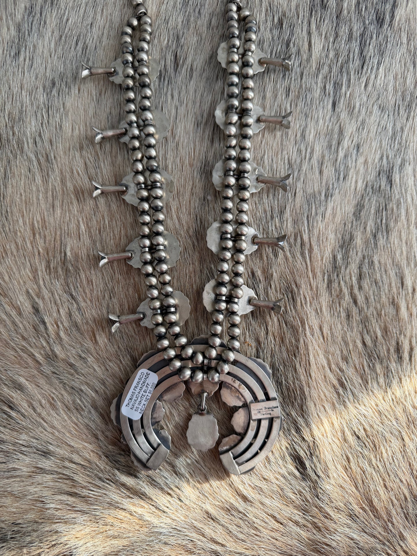 White Buffalo Squash Blossom Necklace with Earrings