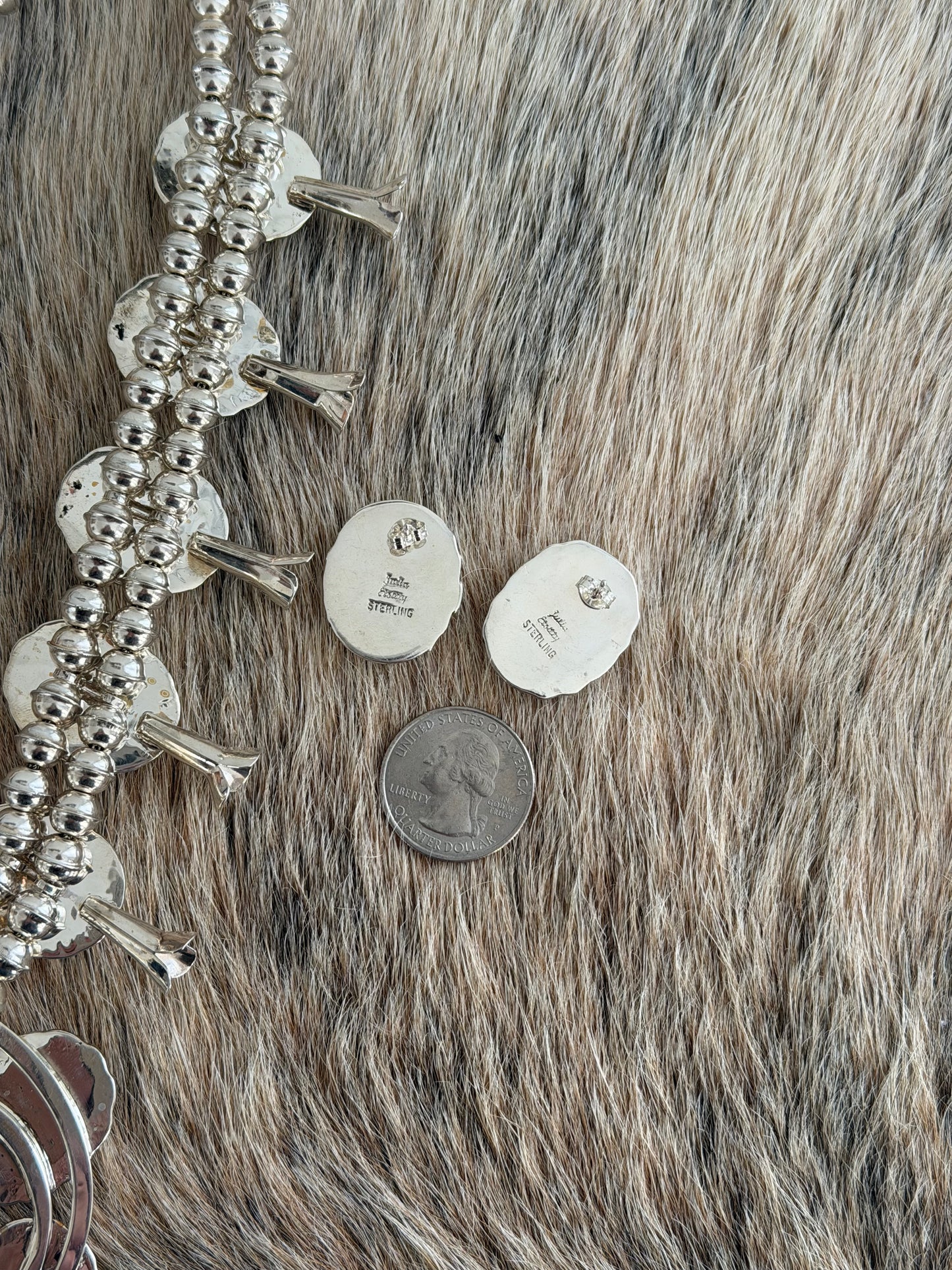 Orange Spiny Oyster Shell Squash Blossom Necklace with Earrings