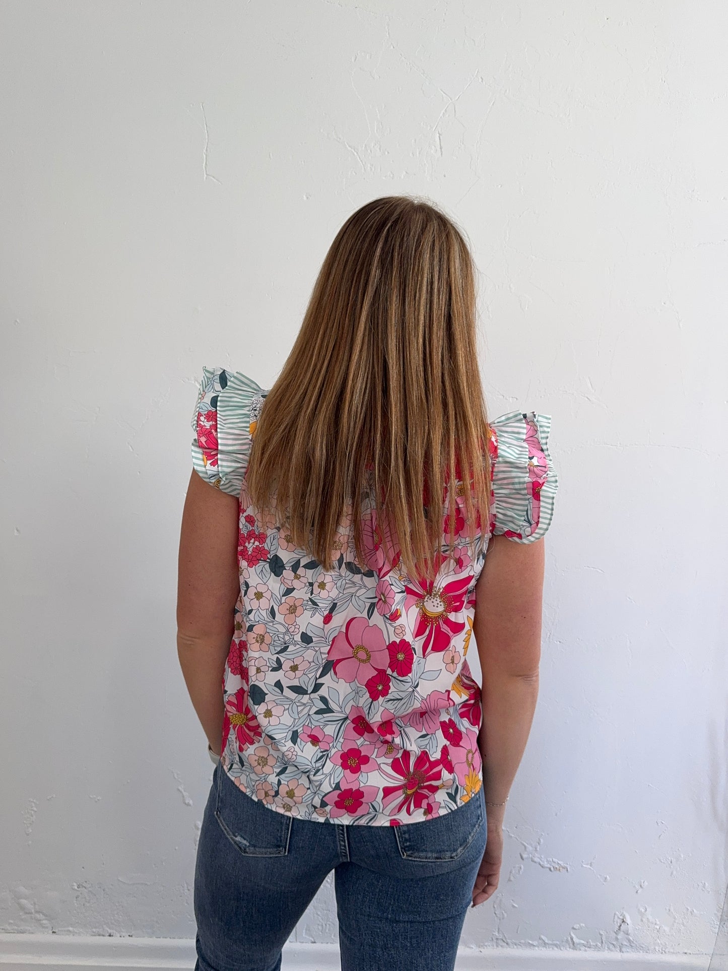 Floral Ruffle Sleeve Blouse