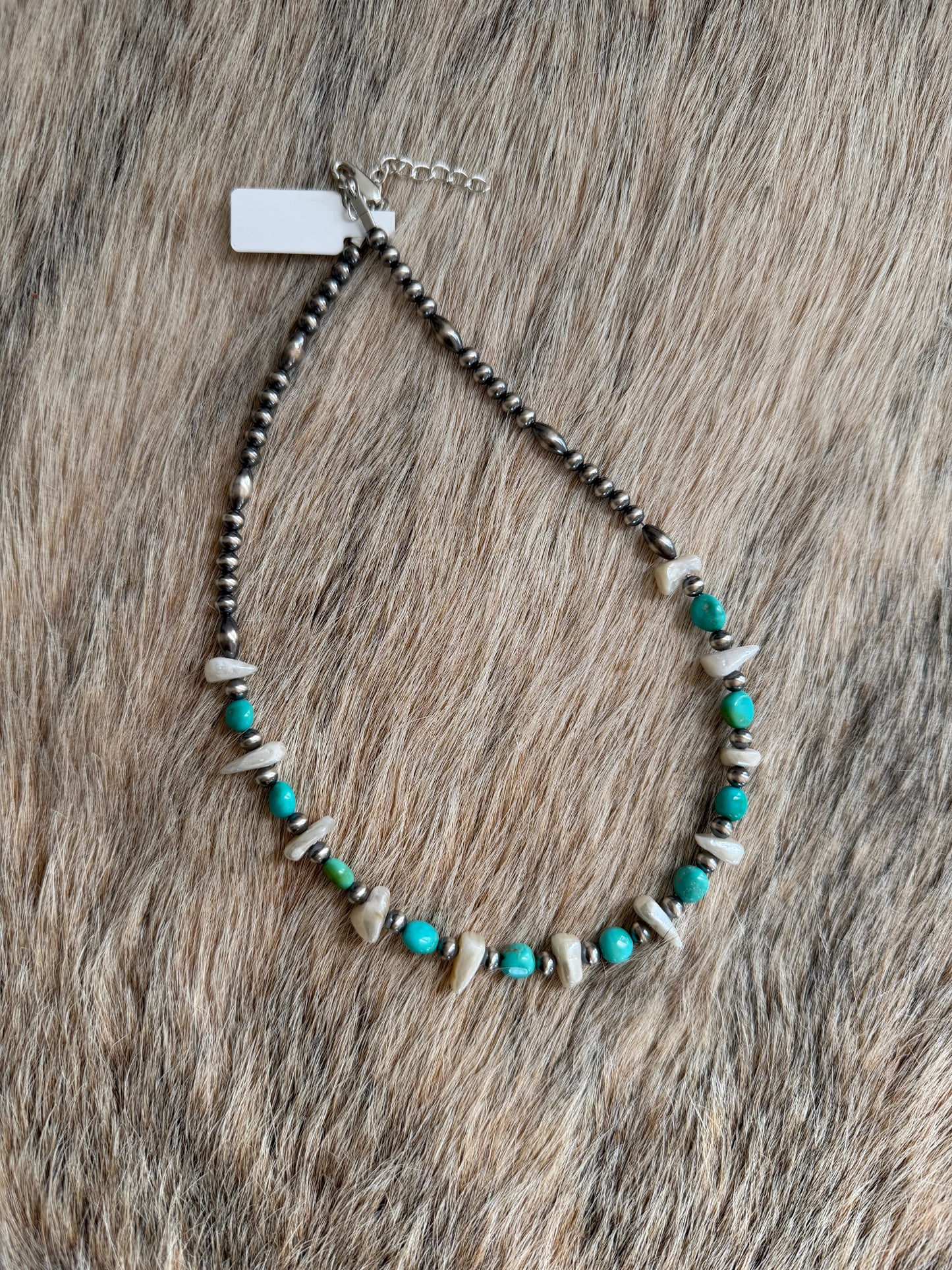 15" Turquoise and Freshwater Pearl Necklace