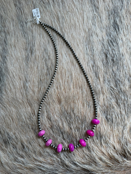 21.5" Magenta Jade Necklace