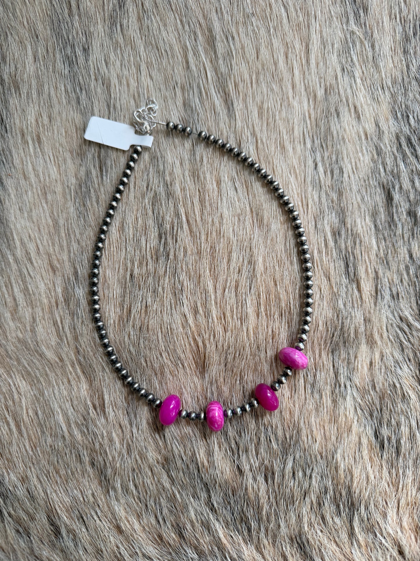 14" Magenta Jade Necklace
