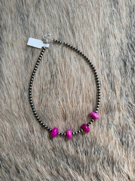 14" Magenta Jade Necklace