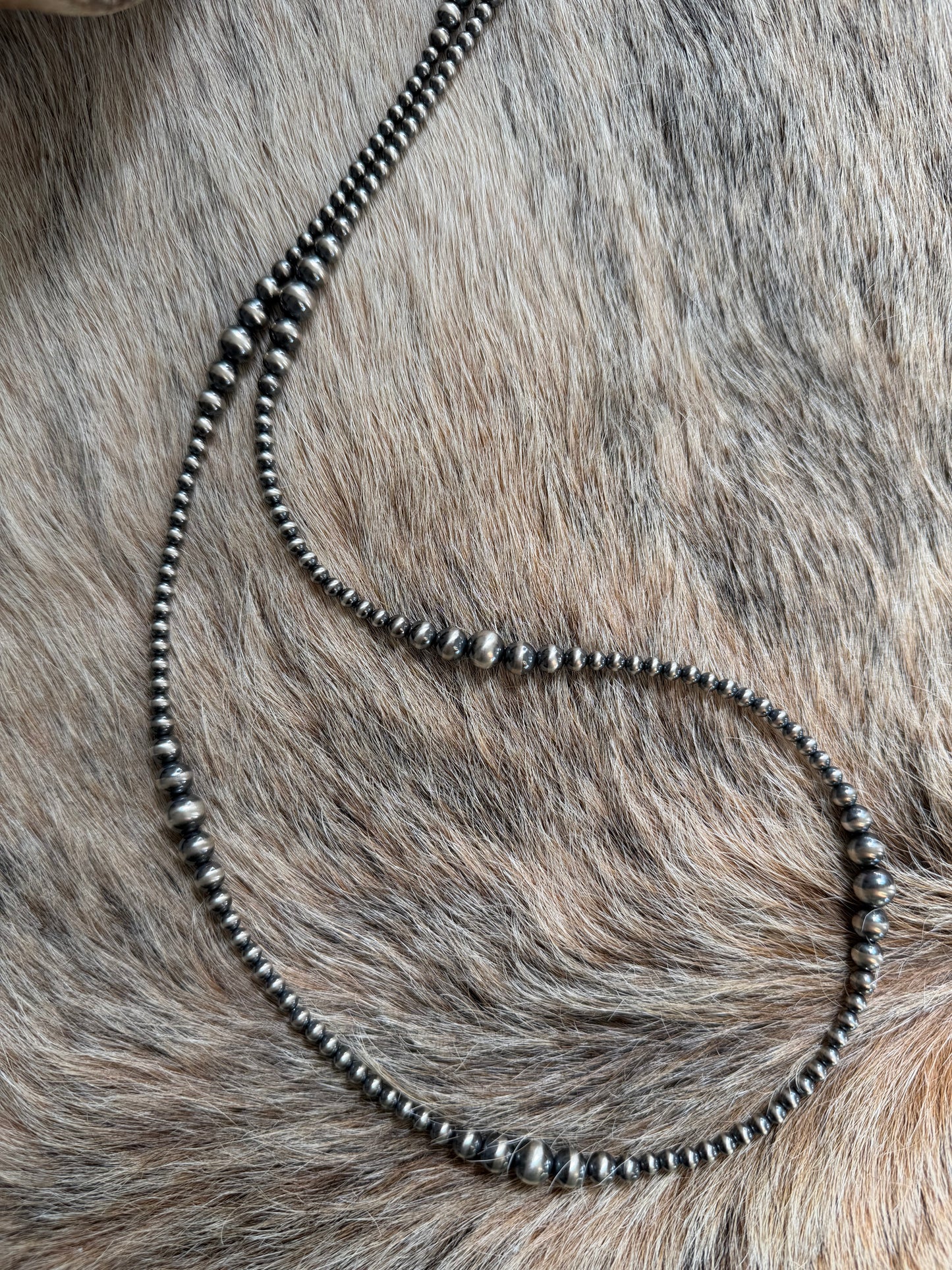 60" LONG 4-8mm Graduated Sterling Pearl Necklace