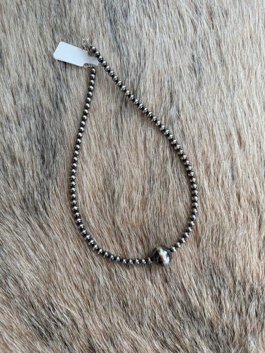13.75" 4/12mm Sterling Pearl Necklace