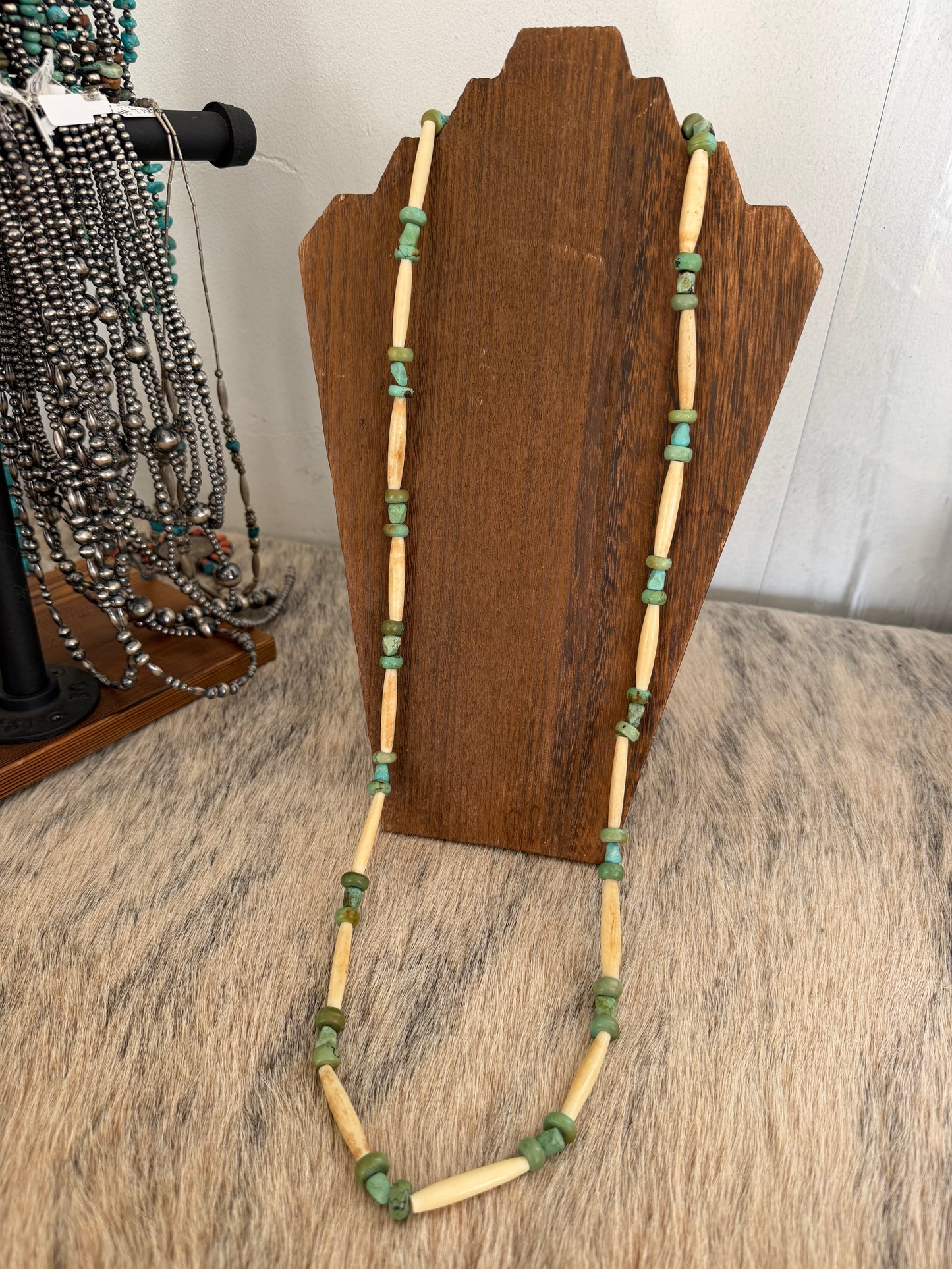 Vintage Green and White Necklace