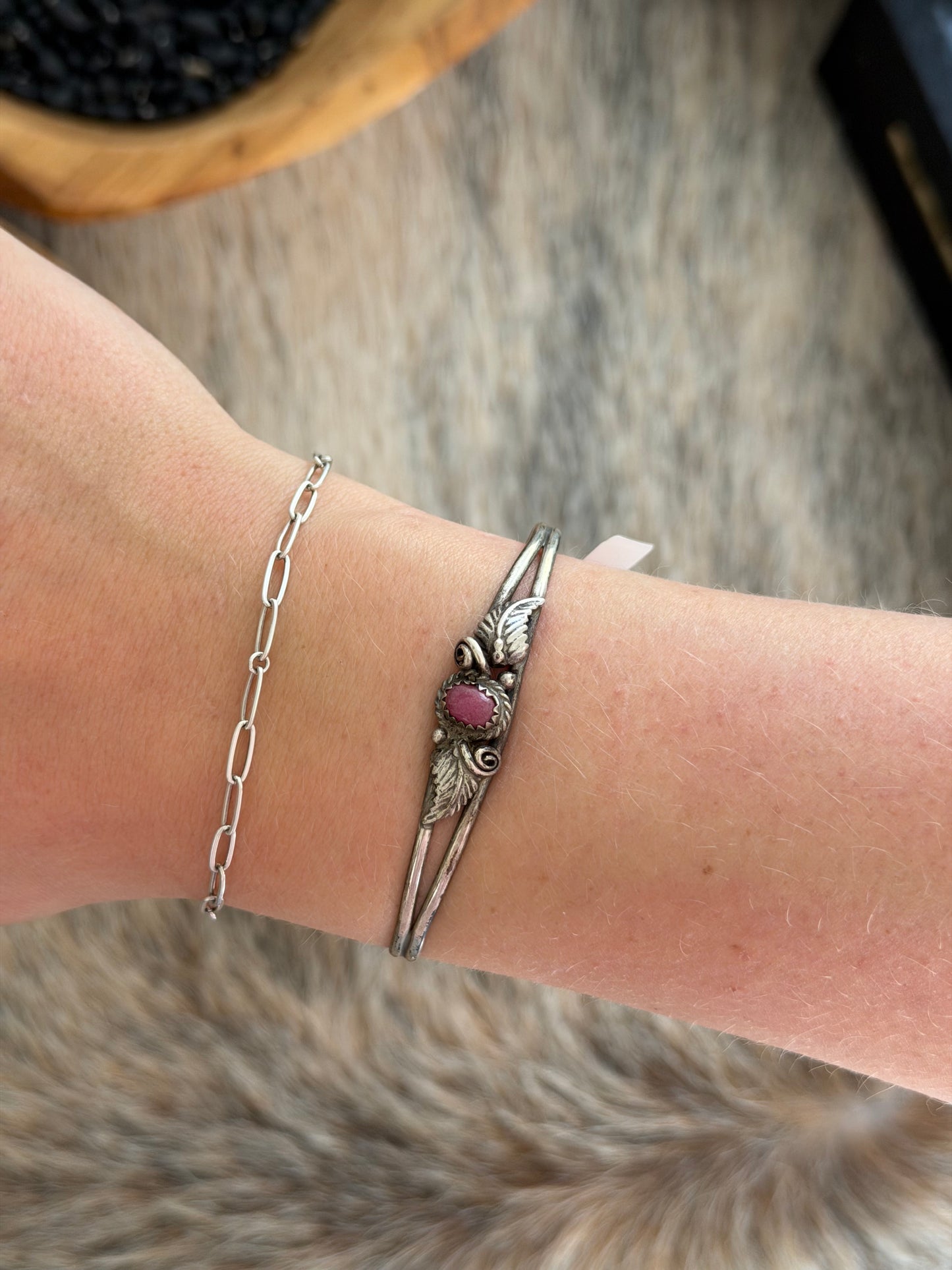 Vintage Pink Stone Cuff