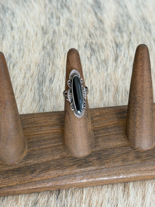 Size 5 Vintage Black Onyx Ring