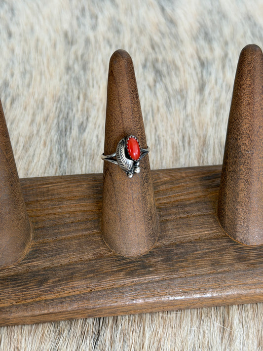 Size 5.5 Vintage Red Coral Ring