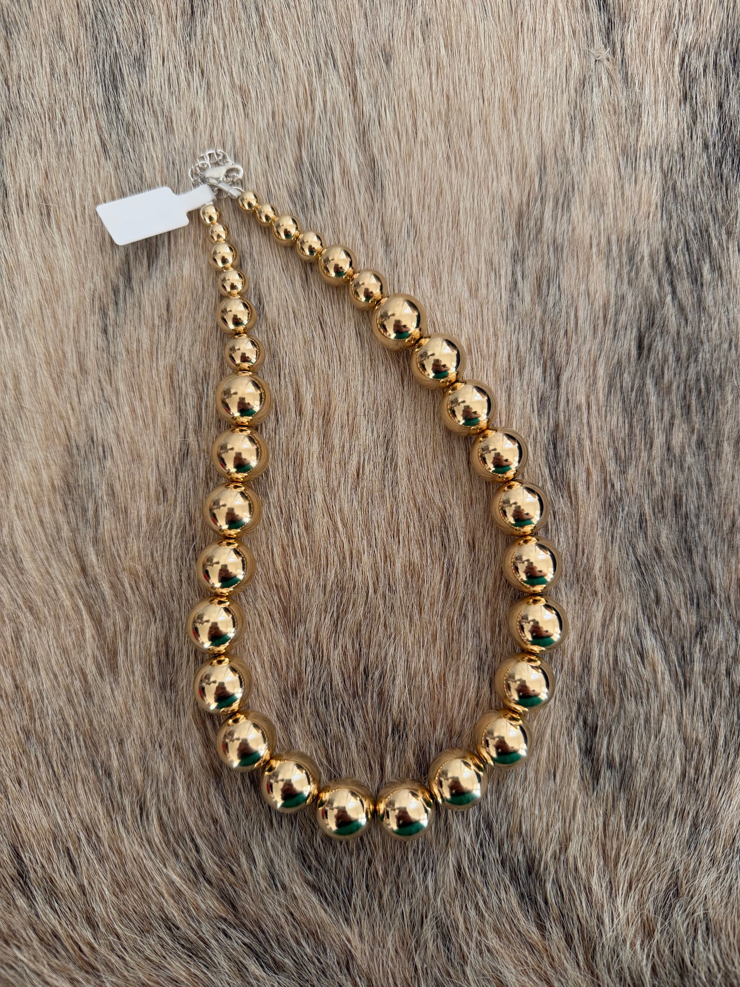 15.75" 14mm Gold Filled Bead Necklace
