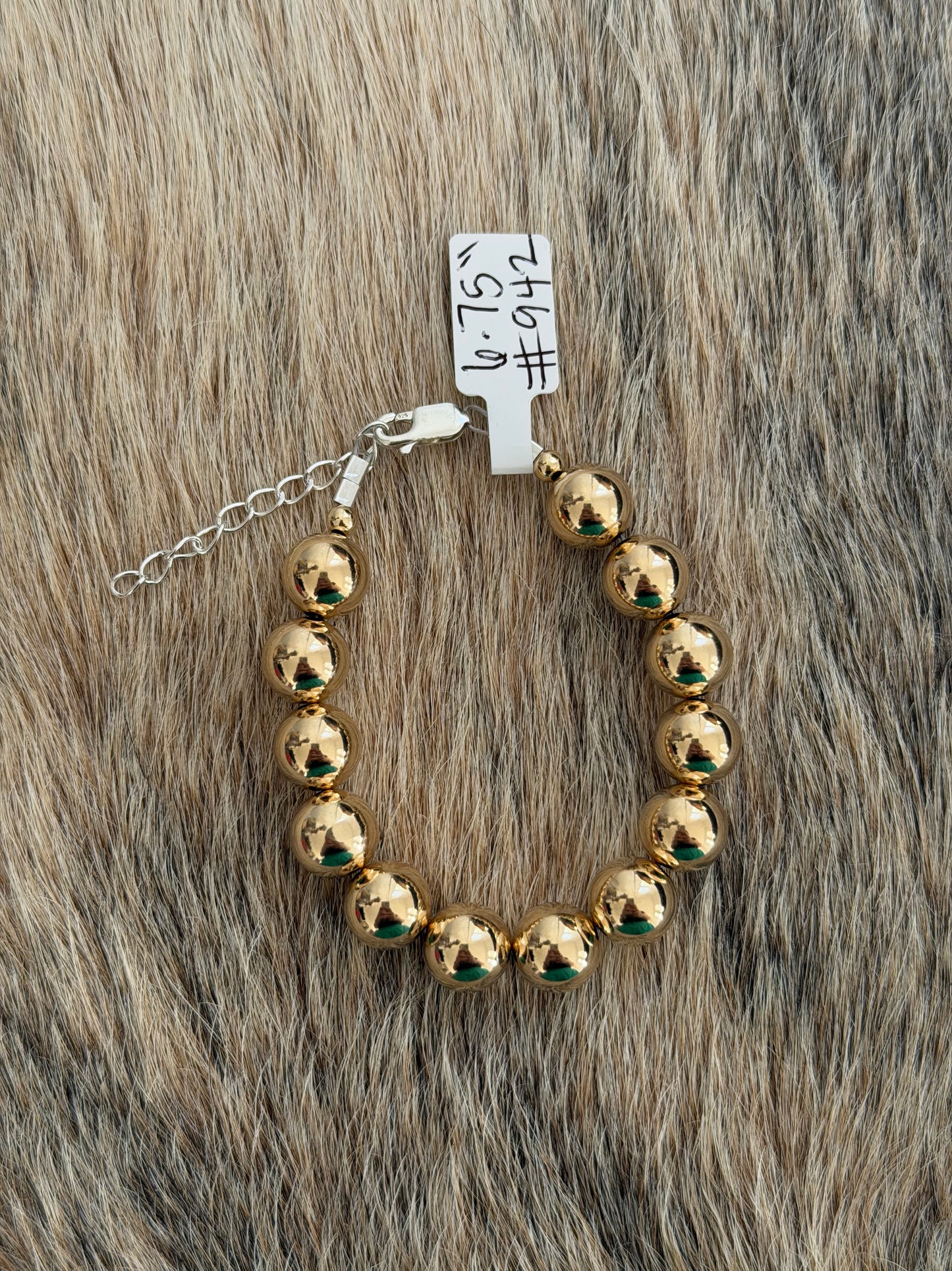 6.75" 10mm Gold Filled Bead Bracelet