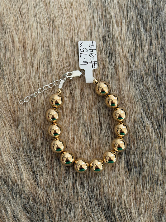 6.75" 10mm Gold Filled Bead Bracelet