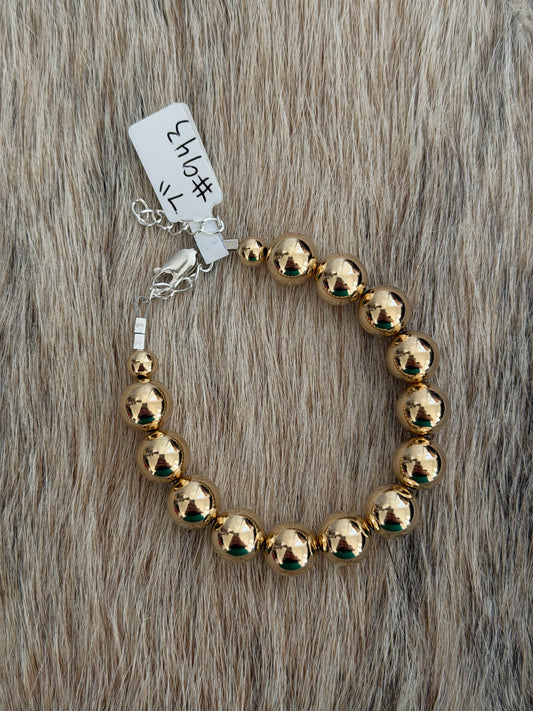 7" 10mm Gold Filled Bead Bracelet