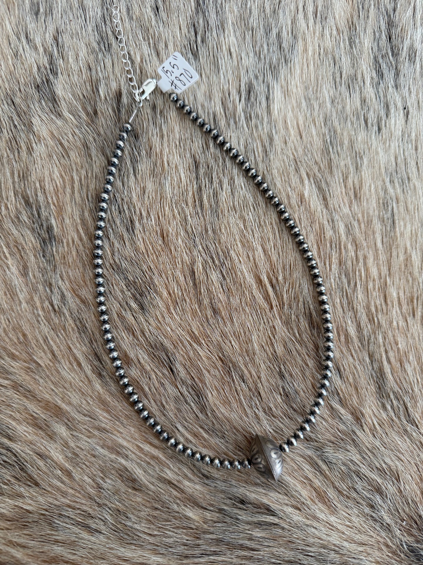 15.5" 4mm and Saucer Sterling Pearl Necklace