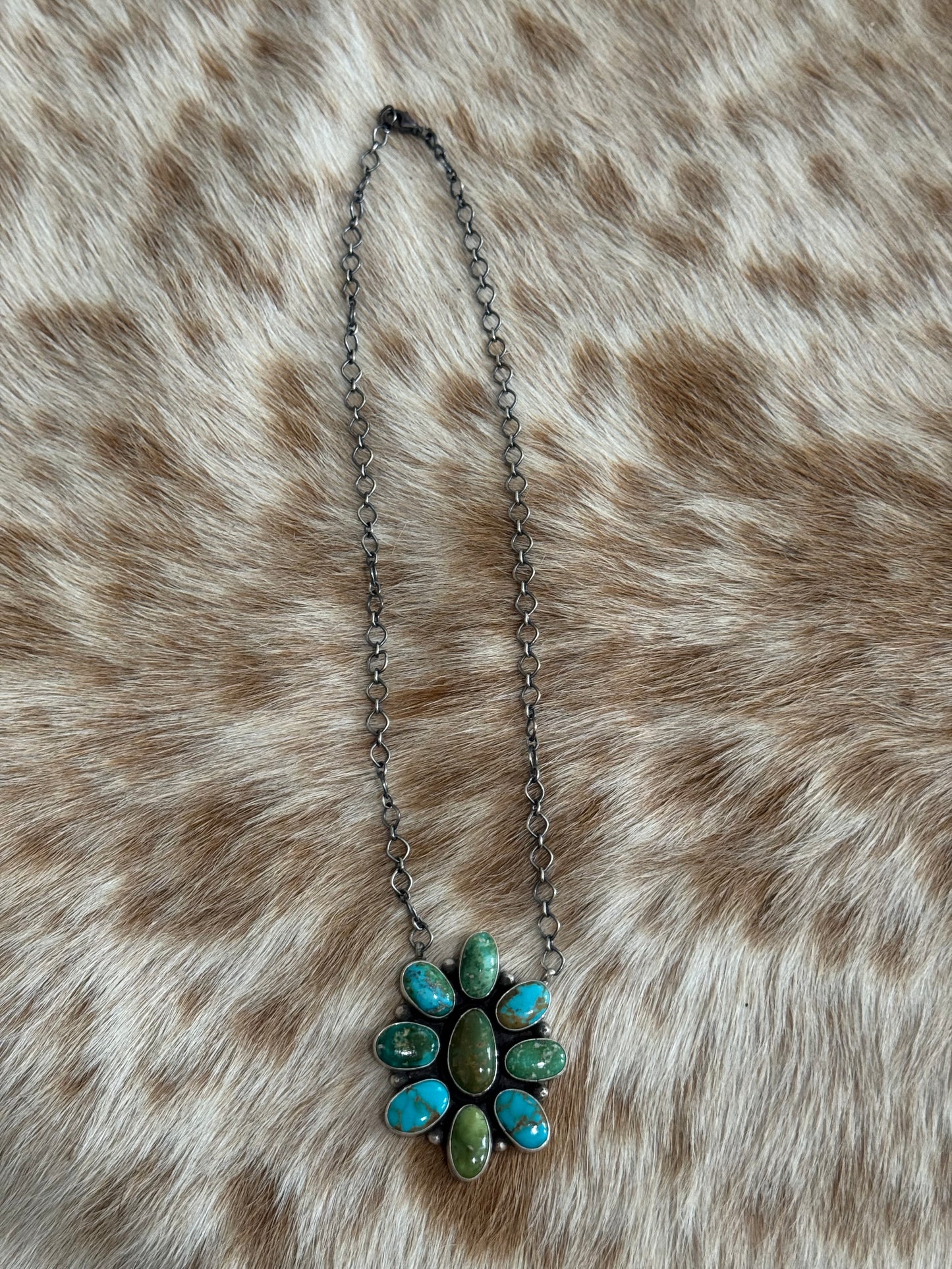 Mixed Turquoise Cluster Necklace
