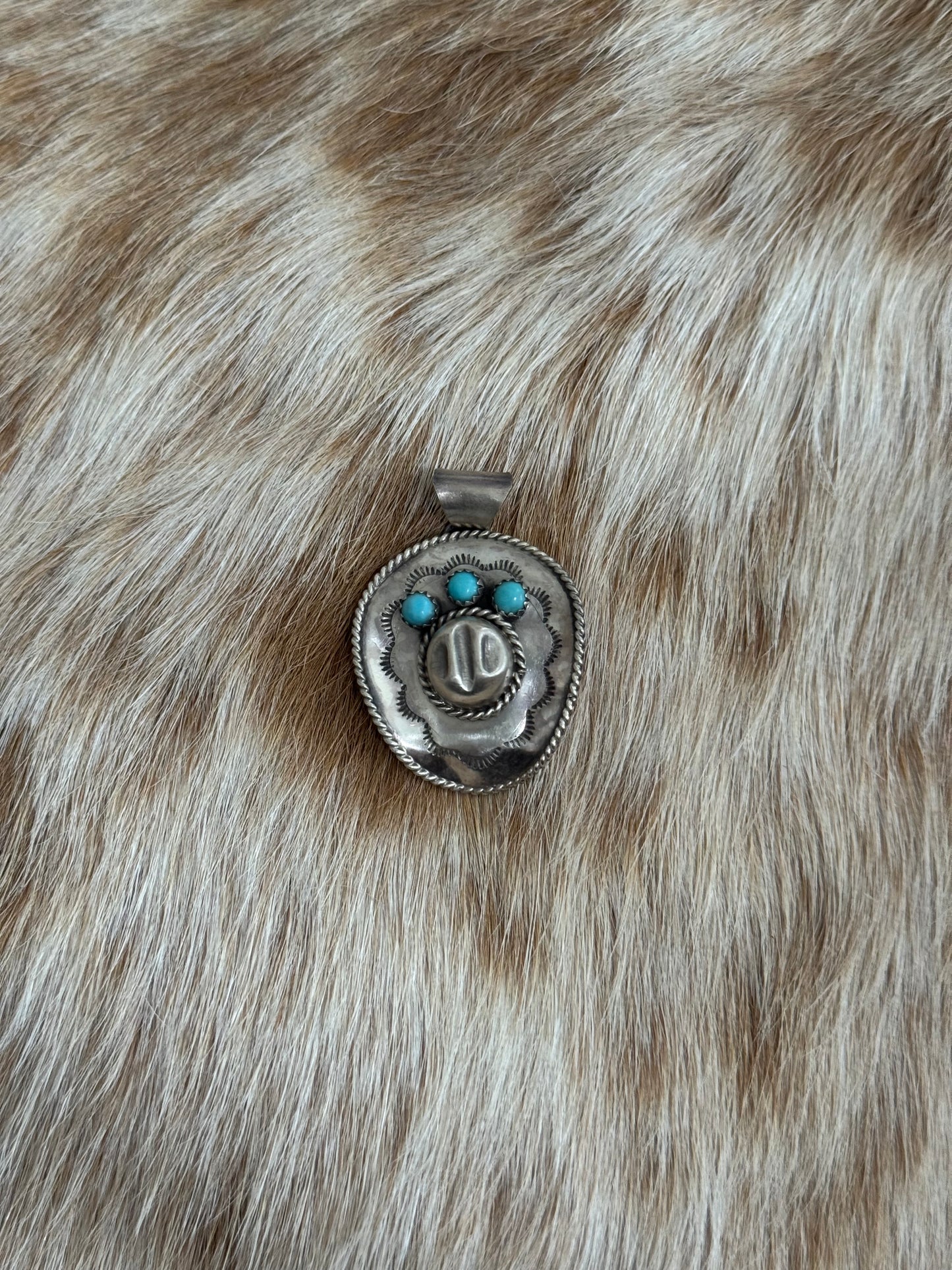 Kingman Turquoise Cowboy Hat Pendant