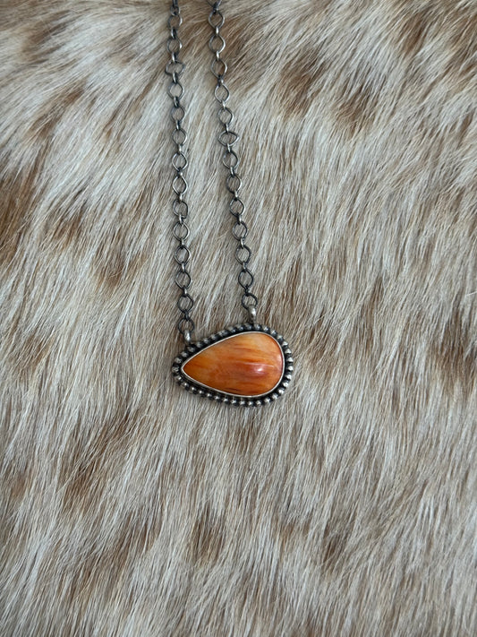 Orange Spiny Bar Necklace
