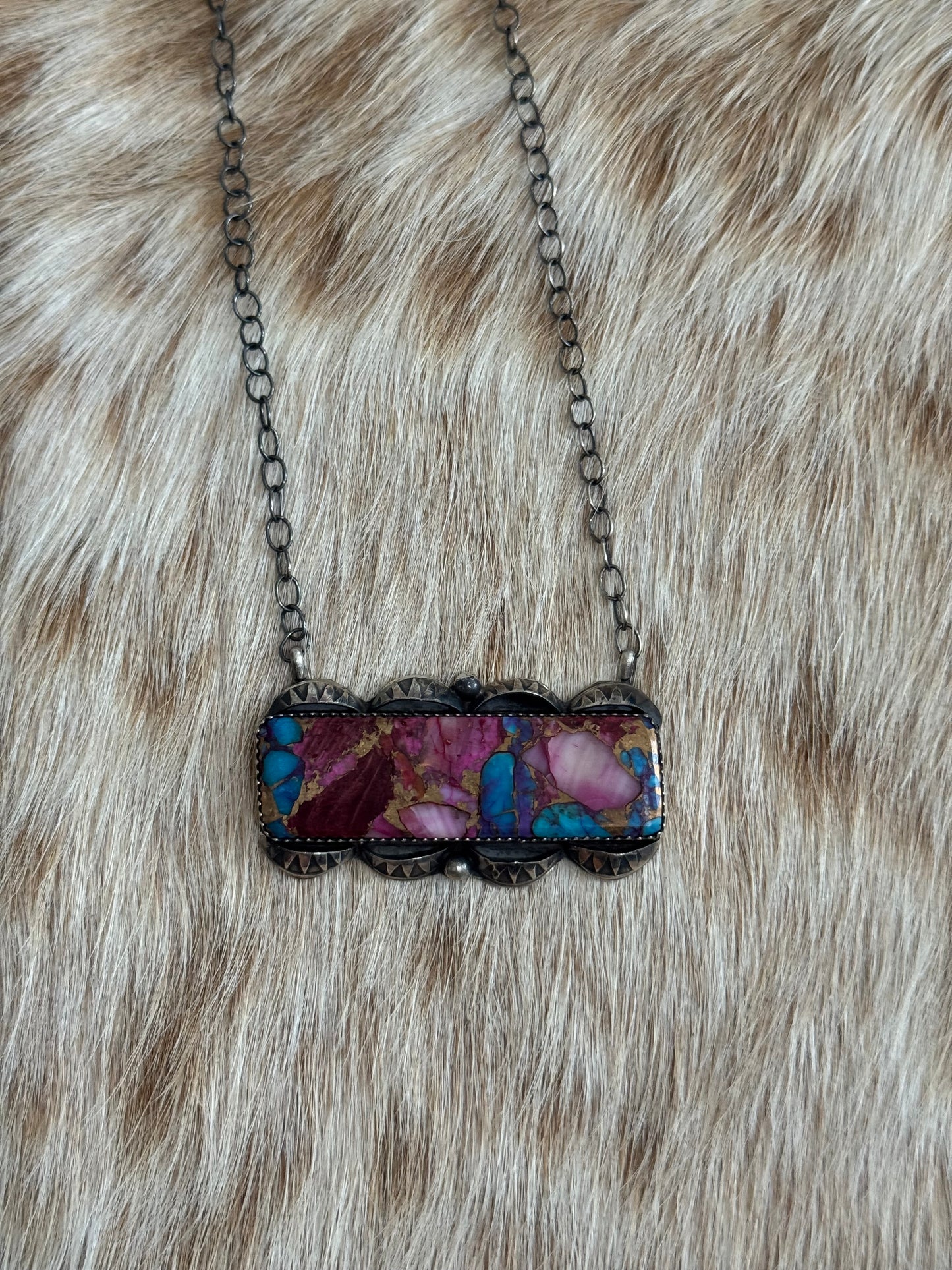 Pink Dahlia Bar Necklace