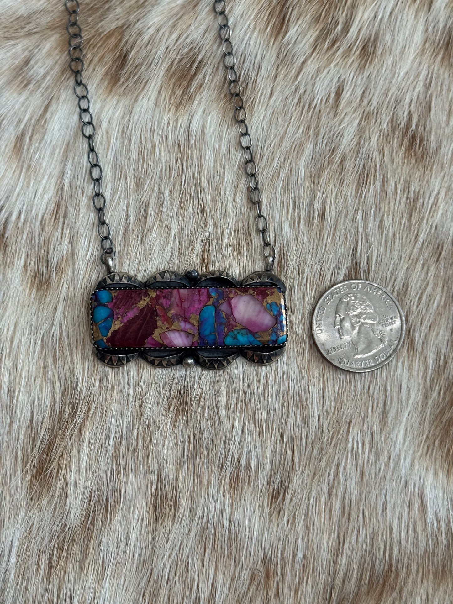 Pink Dahlia Bar Necklace