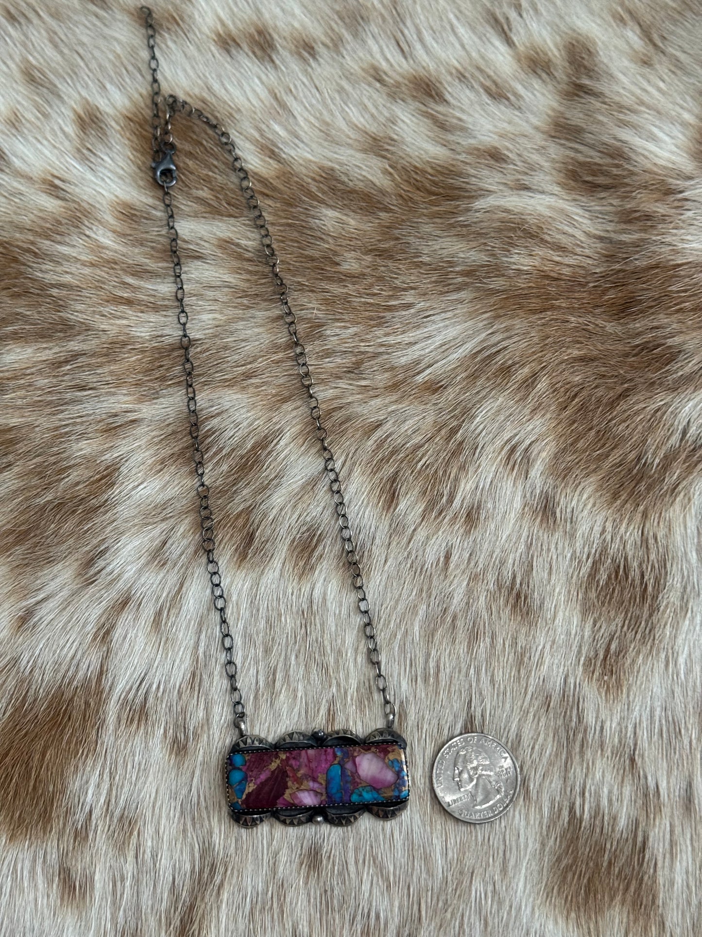 Pink Dahlia Bar Necklace