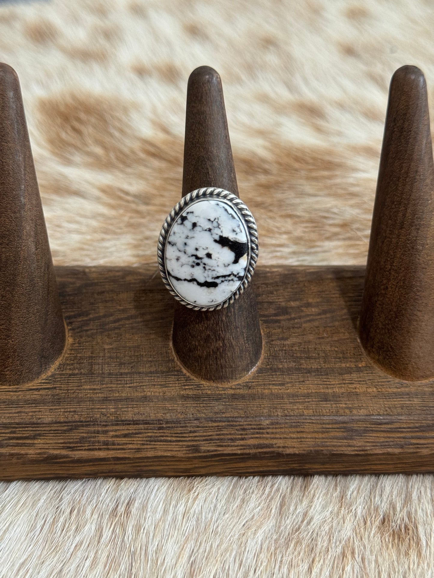 White Buffalo Adjustable Ring