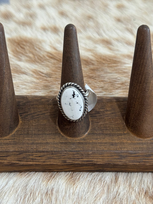 White Buffalo Adjustable Ring