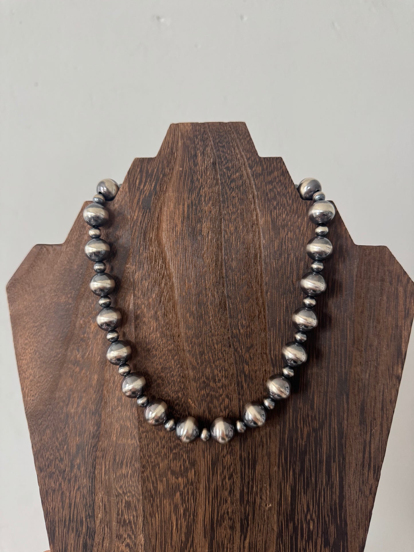 6mm/12mm Alternating Sterling Pearl Necklace