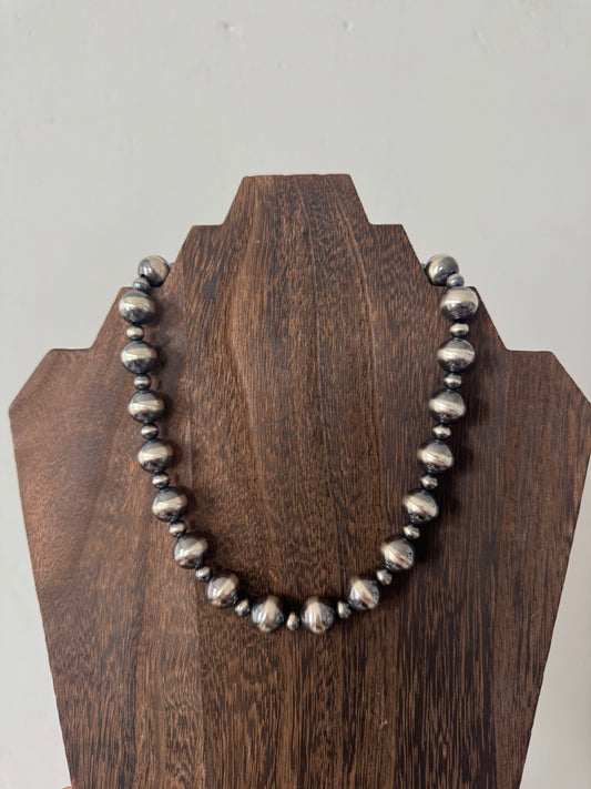 6mm/12mm Alternating Sterling Pearl Necklace