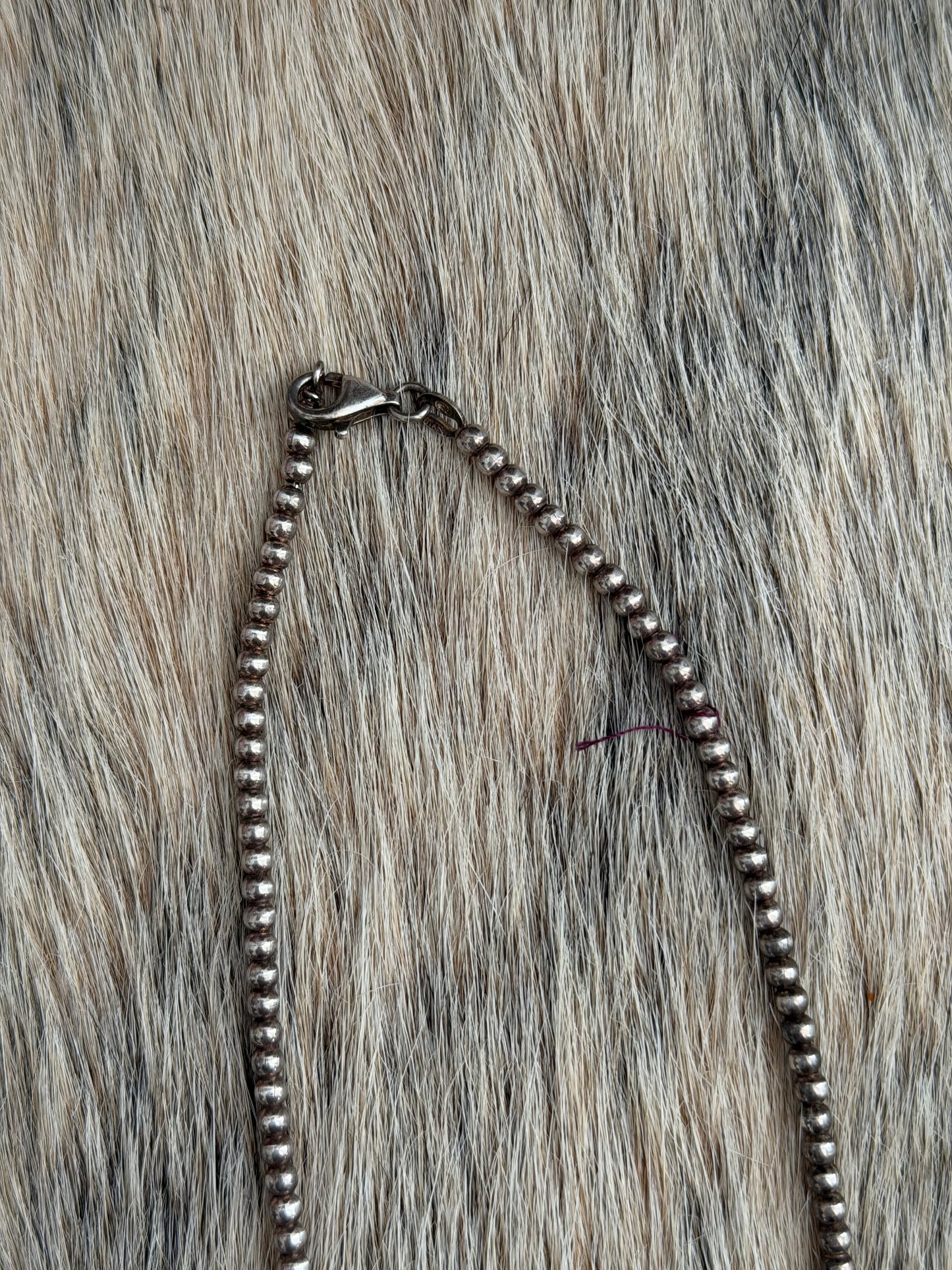 Vintage 28" 3mm Sterling Pearl Necklace with Cross Pendant
