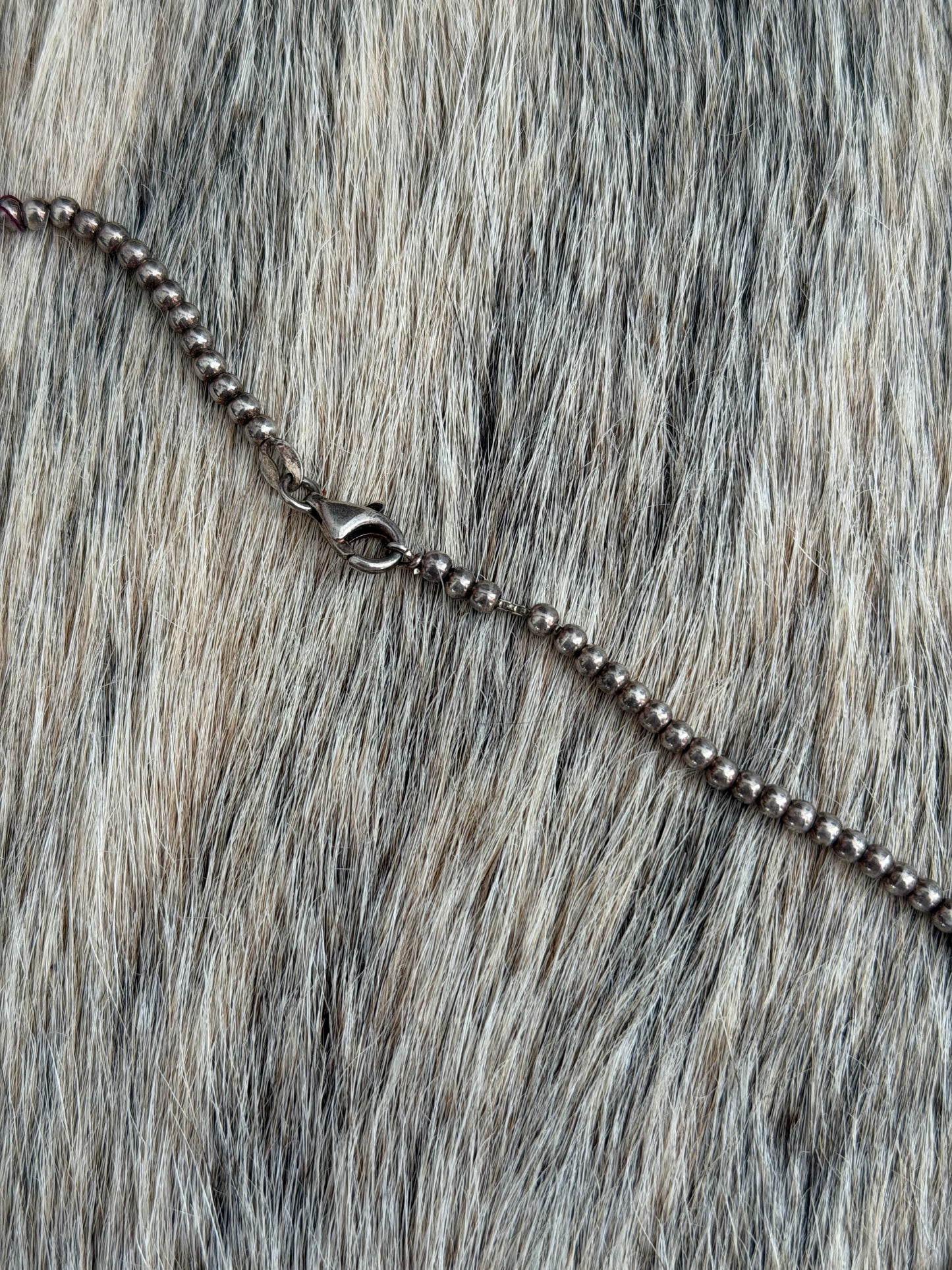 Vintage 28" 3mm Sterling Pearl Necklace with Cross Pendant