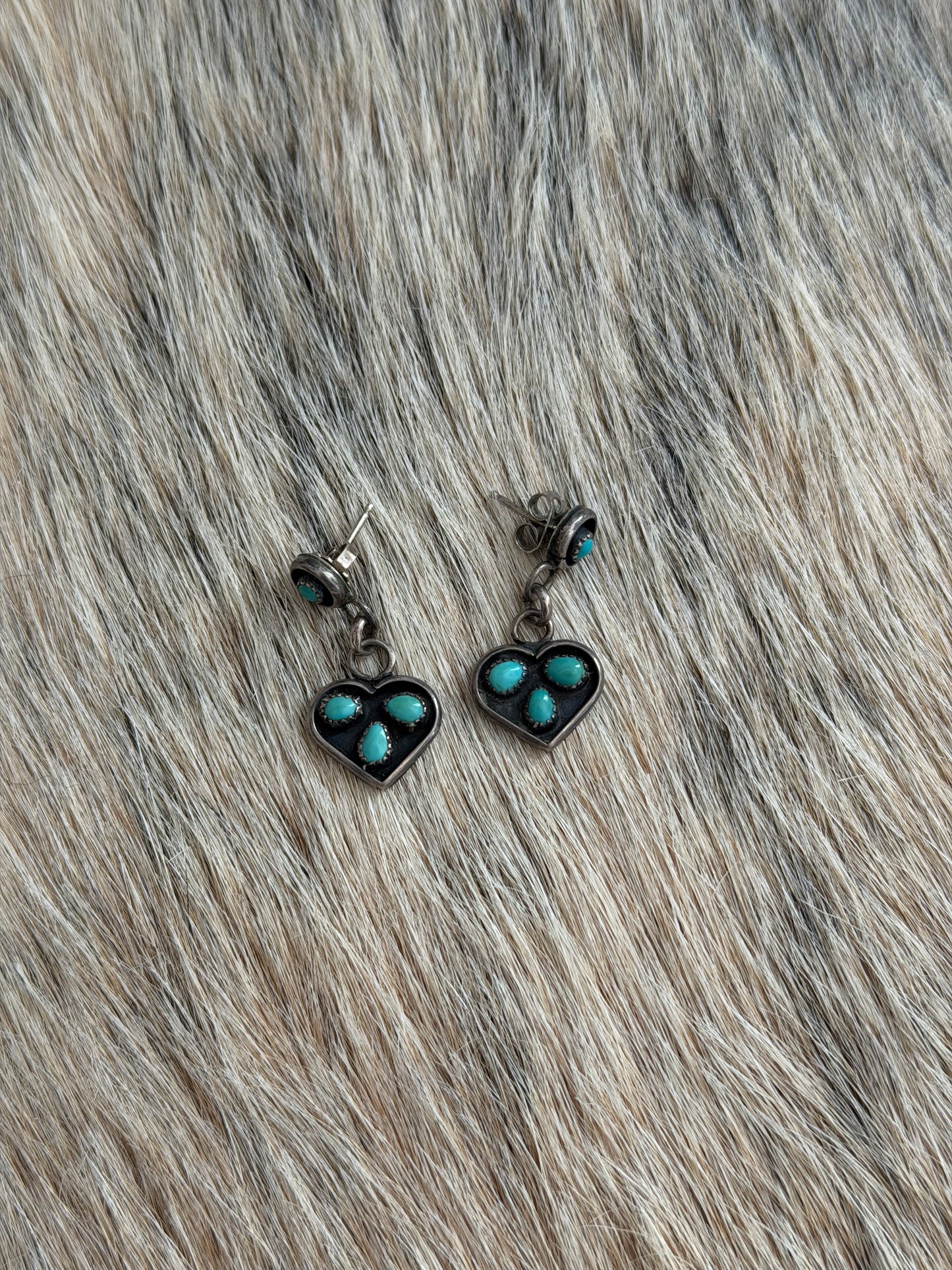 Pre-Loved Turquoise Heart Dangle Stud Earrings