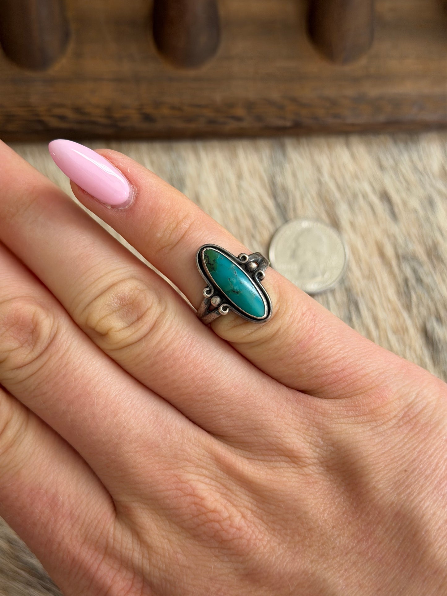 Vintage Size 7 Turquoise Ring