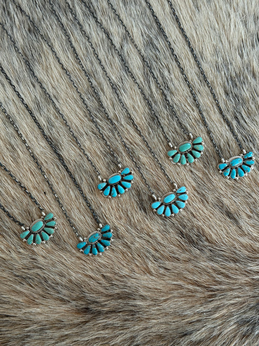 Kingman Turquoise Half Cluster Necklace