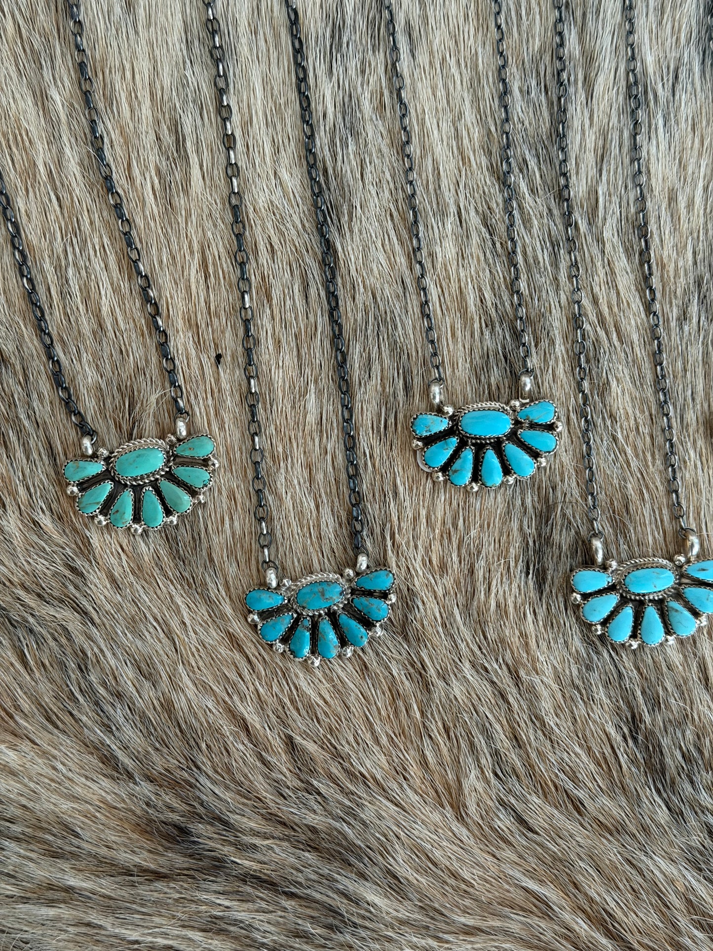 Kingman Turquoise Half Cluster Necklace