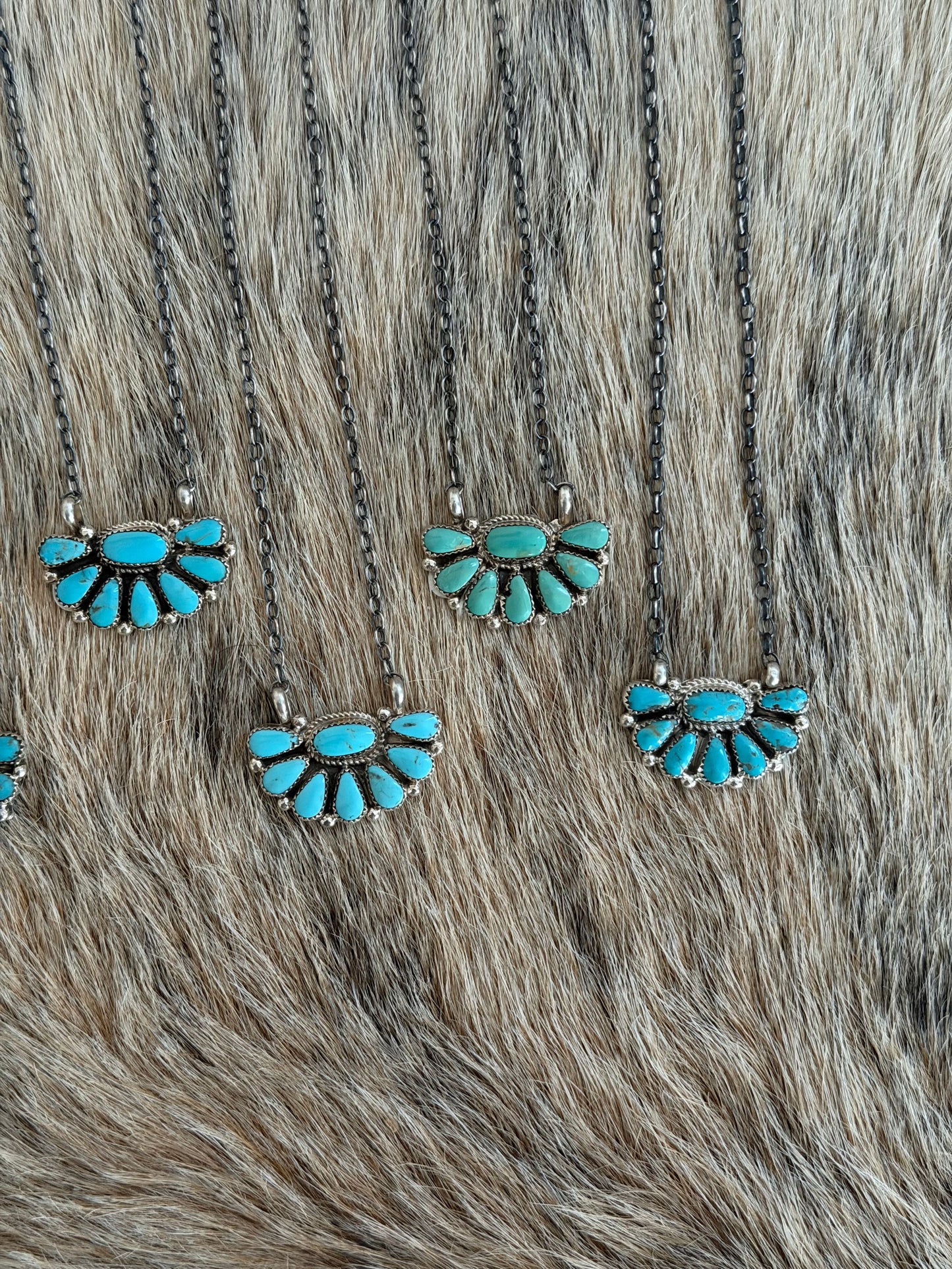 Kingman Turquoise Half Cluster Necklace